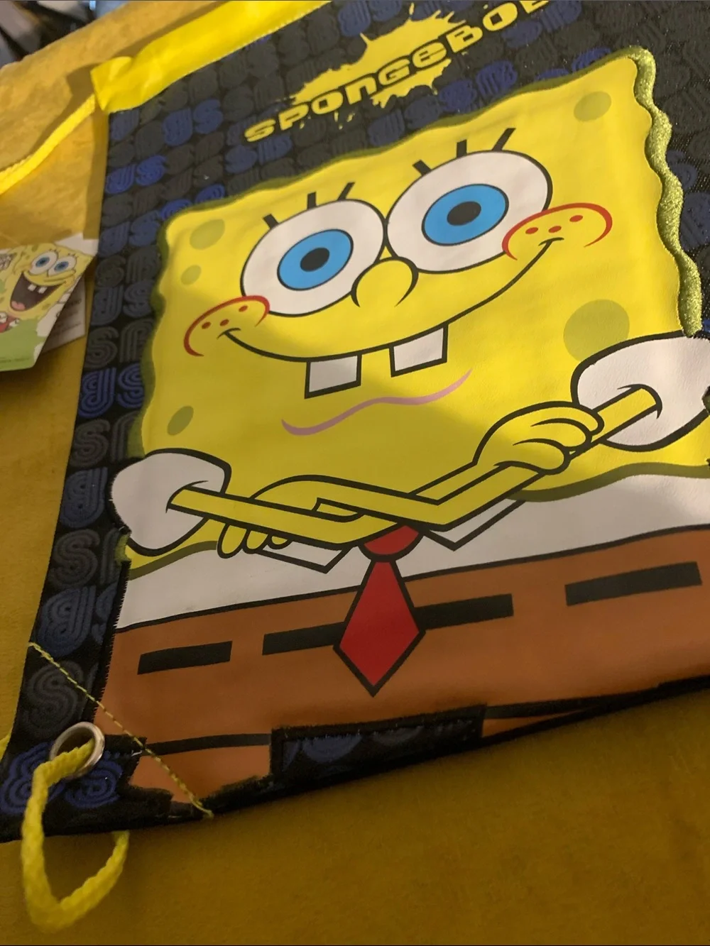 Nickelodeon SpongeBob Yellow Blue Black Drawstring Backpack